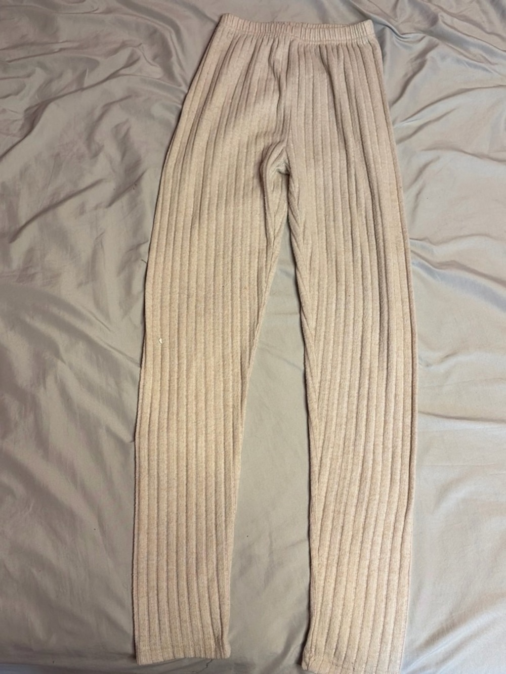 SHEIN Beige Ribbed Knit Pants